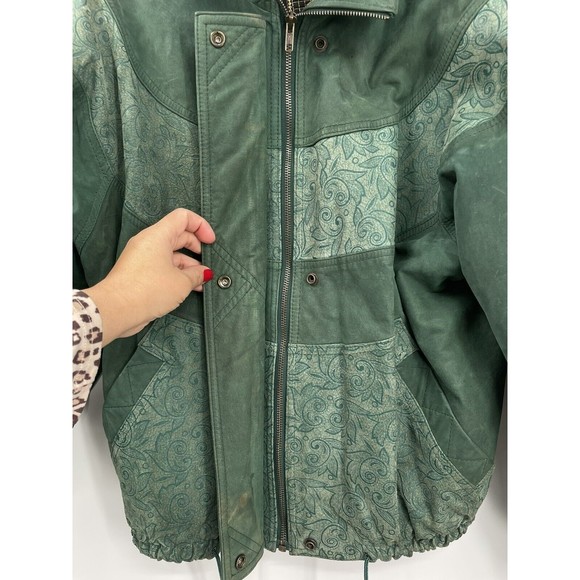 Vintage RZR Originals Women’s Korean Green Leather Jacket Button-Up Medium - Picture 3 of 15